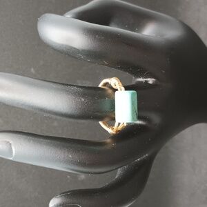 Size 7 wire wrap beaded faux turquoise ring